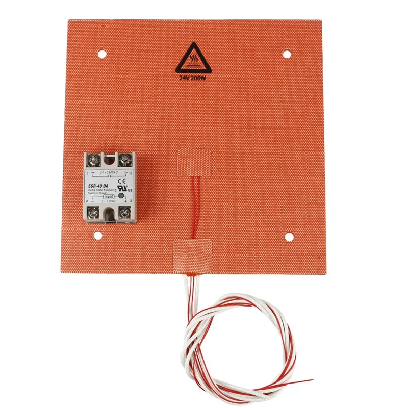 AAAJ-235X235mm 24V 200W Silicone Heater 3D Printer Heatbed Pad with Solid State Relay for Parts | Компьютеры и офис