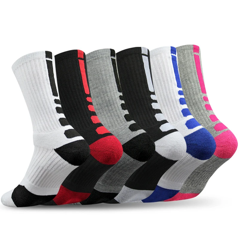 

1 Pair Men Professional Thicken Socks Sport Basketball Elite Sport Socks 6Colors Absorbs Sweat Mid-Calf Sport Socks Breathable