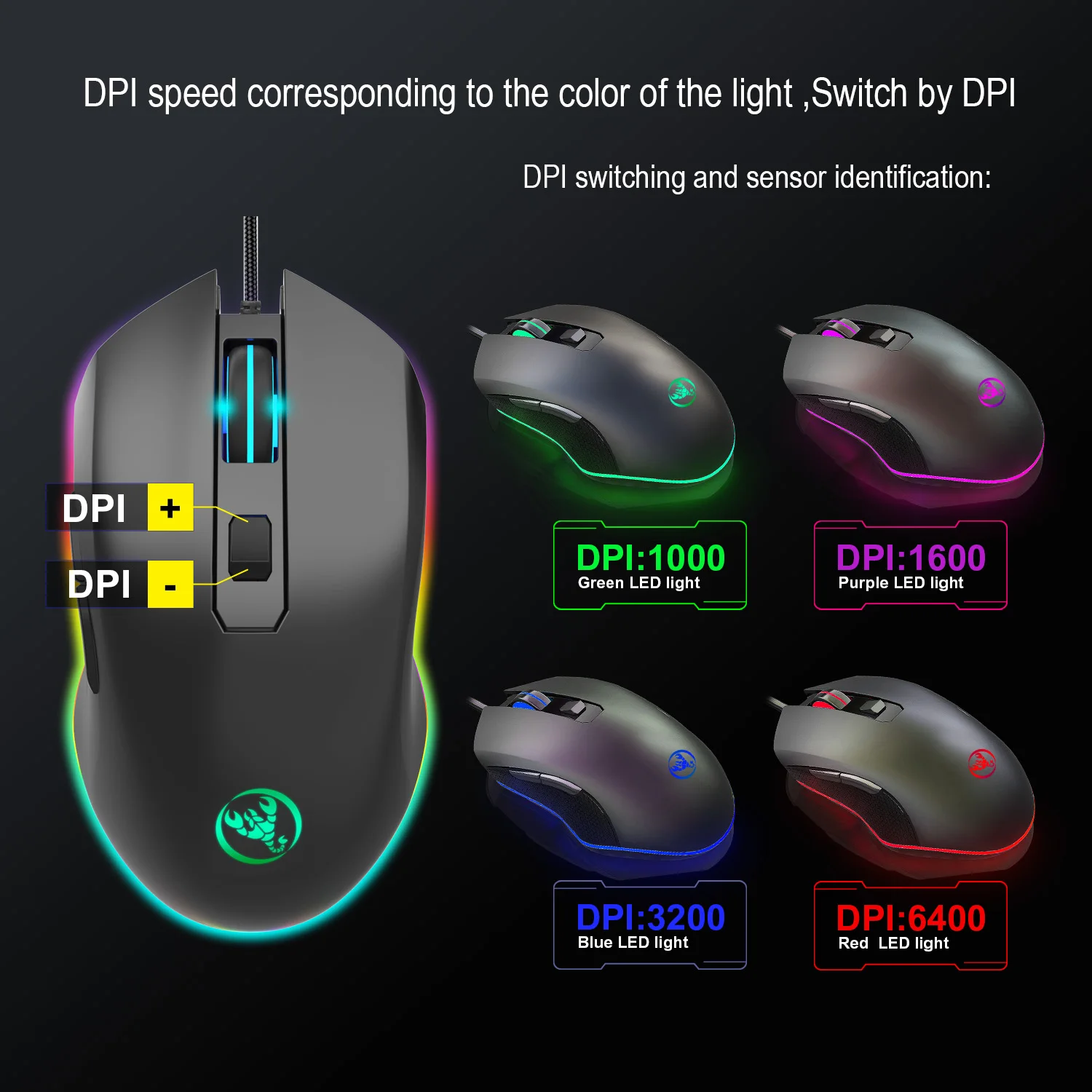 Новая A866RGB подсвечиваемая проводная мышь esport игровая мышь Четыре регулируемые до 6400 точек/дюйм