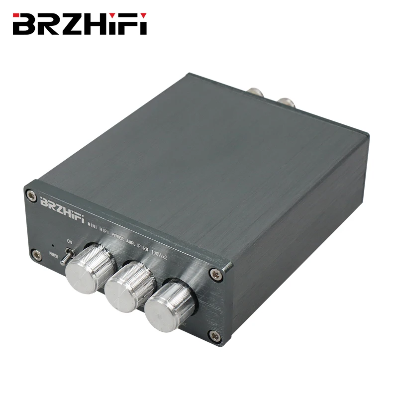 

BRZHIFI Gray Mini Portable Audio Digital Amplifier Lossless Bluetooth-compatible 5.0 100W*2 Stereo Sound HiFi Home Power Amp