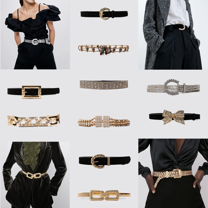 Женский пояс ZA Pu 2020 трендовый Сшитый Кожаный ремень с металлической цепочкой