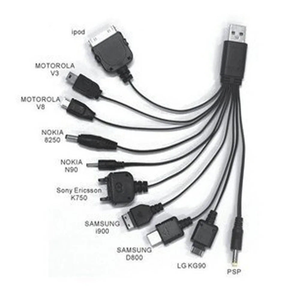 10 in1 Multifunctional USB Data Transfer Cable for iPod Motorola Nokia Samsung LG Sony Ericsson Consumer Electronics Cables|Кабели для