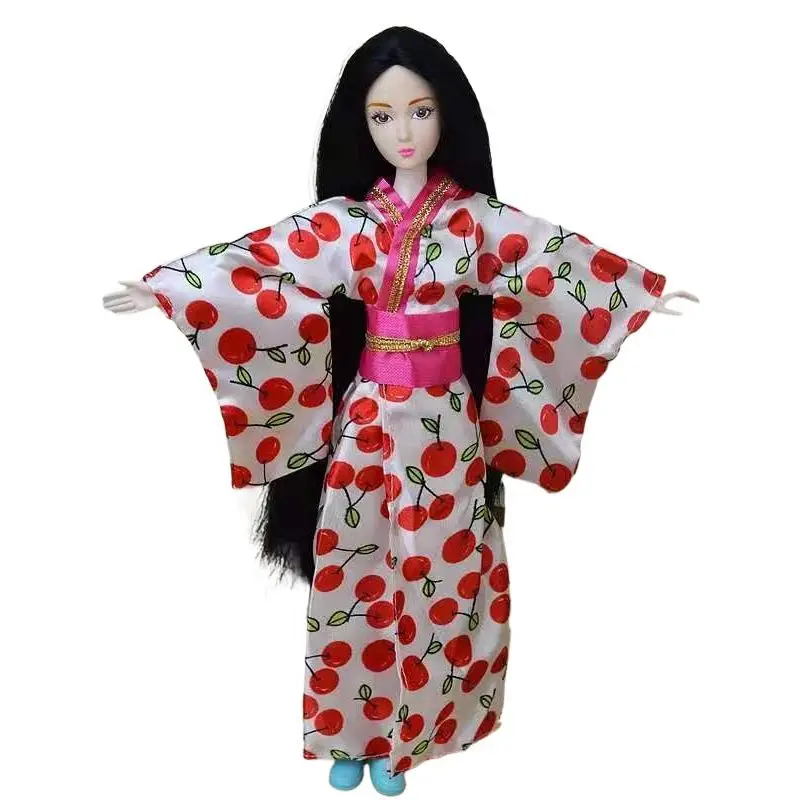 

1/6 BJD Accessories Japanese Robe Traditional Kimono Dress For Barbie Doll Clothes Long Yukata Cosplay Costume Playhouse DIY Toy