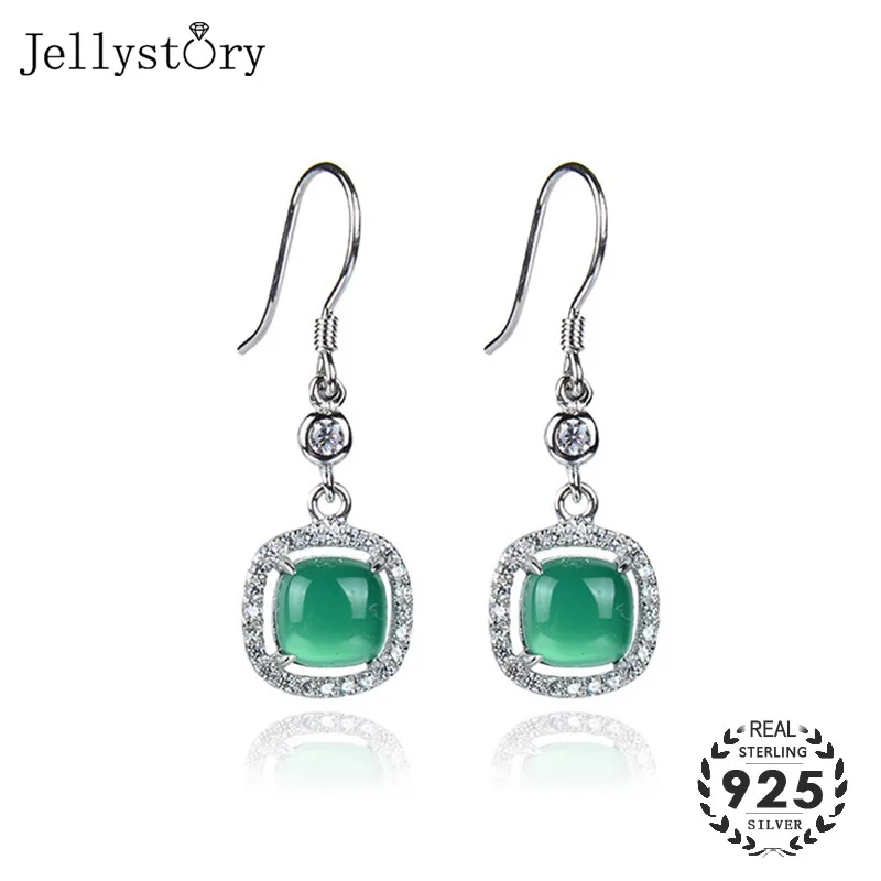 Jellystory элегантные женские серьги 925 серебро с геометрической формы Изумруд Серьги