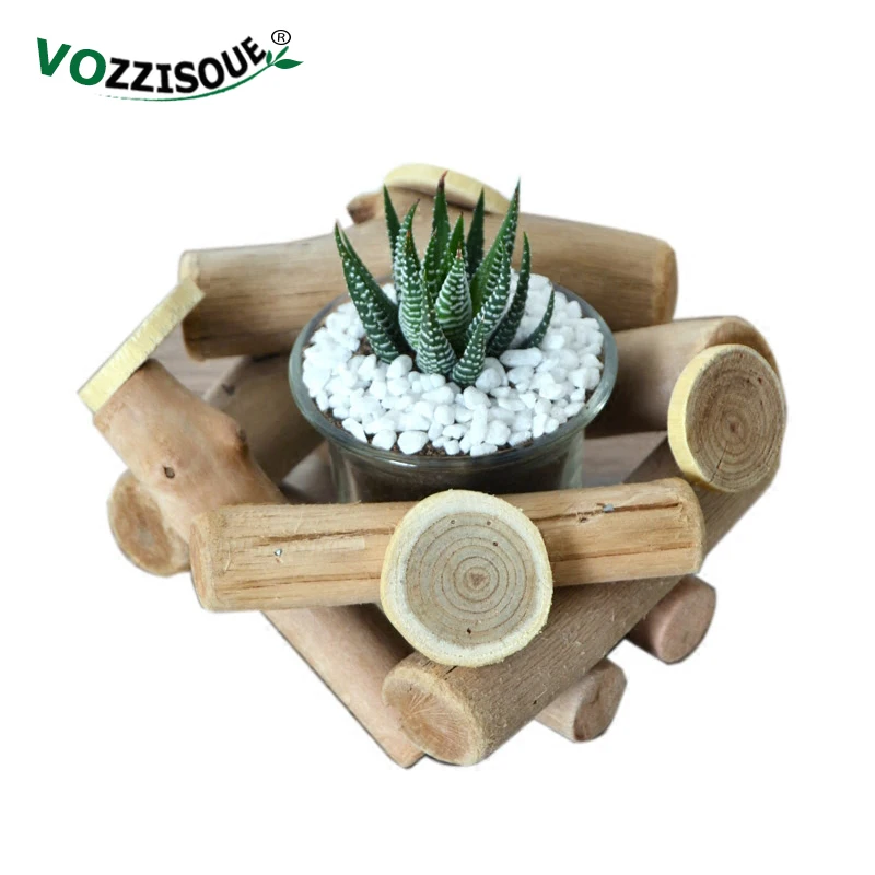 Горячие Маленькие искусственные деревянные подставки для цветов со стеклом
