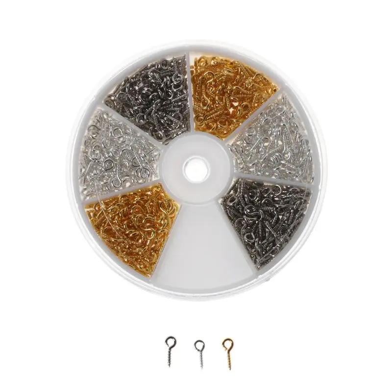 

600Pcs 3 Colors Screw Eye Pins Eyelets Screw Threaded Hooks for Jewelry Making D02 20 Dropshipping