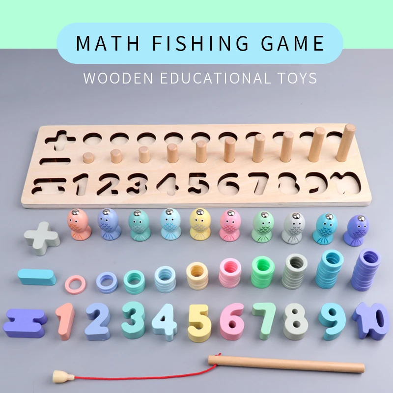 

Children's Early Education Wooden Toys Number Calculations Fishing Logarithmic Board Building Blocks Educational Toys