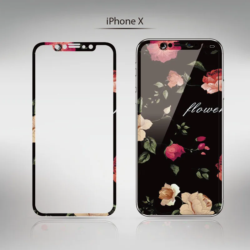 Милое закаленное стекло с цветами для iPhone 8, 7 plus, защитная 3D пленка с мягкими краями для iPhone 11 Pro Max, 6, 6 S, стекло