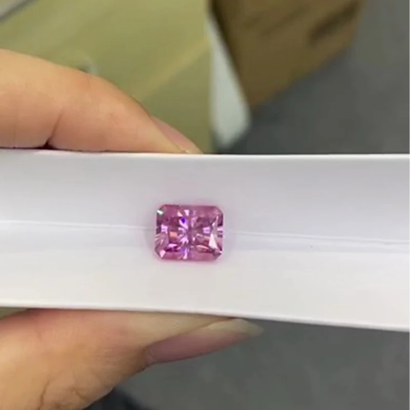 

Loose Moissanite Gemstone Jewelry High Quality 6x8mm 2ct Radiant Cut Pink Moissanites Diamonds for Women Ring
