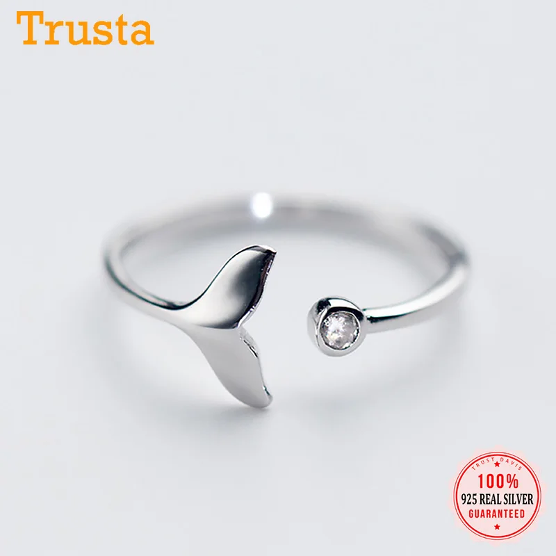 TrustDavis Настоящее серебро 925 пробы модное милое хвост русалки блестящее CZ Открытое