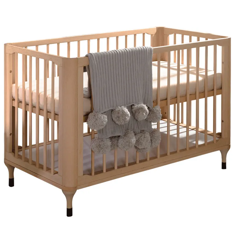 9179 Solid Wood Crib Joint Bed Newborns Multi-functional Movable Building Blocks Logs No Paint Babies' | Мать и ребенок