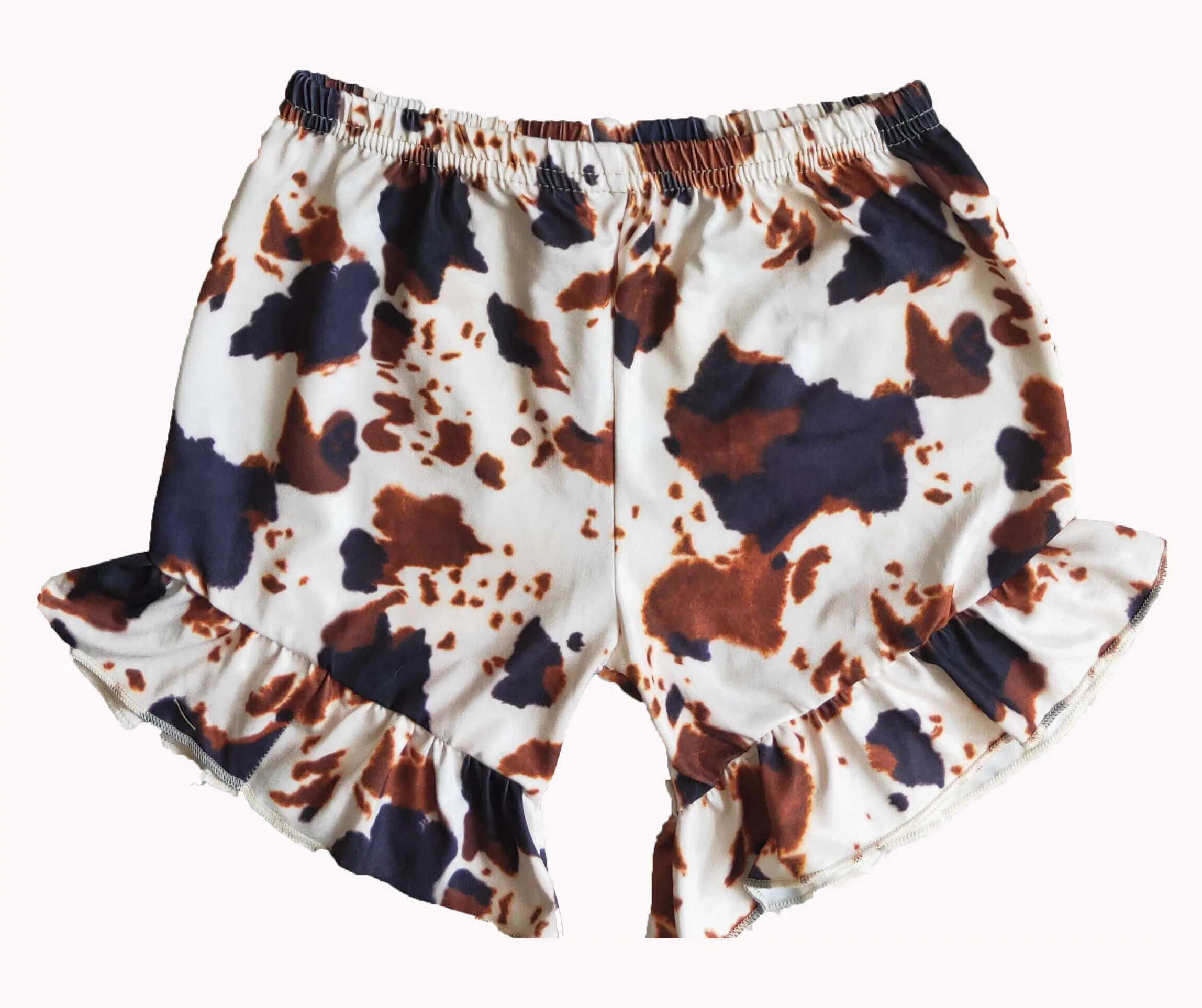 

Boutique Children Girl Wear Ink Pattern Short Sleeve with Lace Pants Milk Silk Summer Comfortable Sets