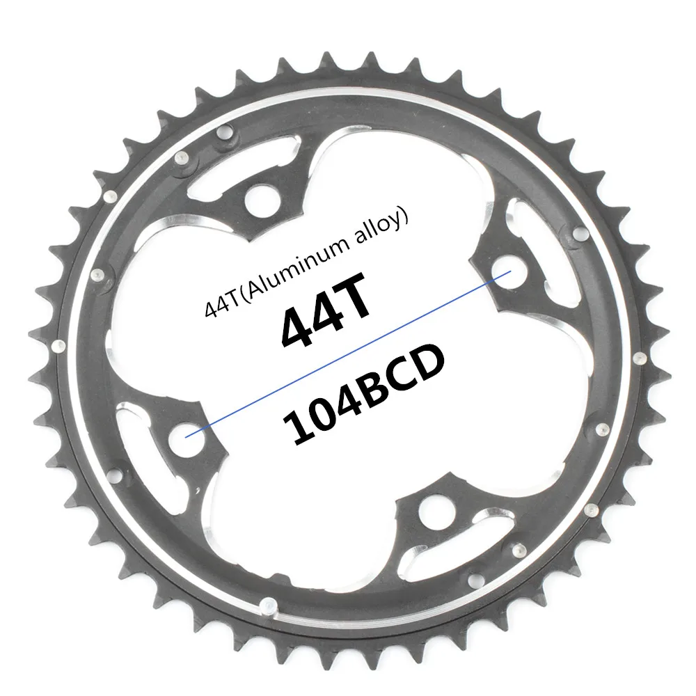 44T ALUMINUM Круглая цепь MTB горный велосипед 104BCD 22T 24T 32T 34T 38T 42T 44T шатуны стали алюминиевый сплав зубная пластина запчасти - Цвет: 44T ALUMINUM