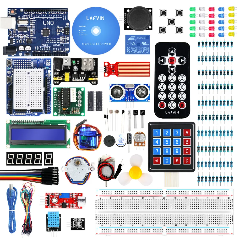 Супер стартовый набор/обучающий комплект для Arduino UNO R3 проектов с CD учебник