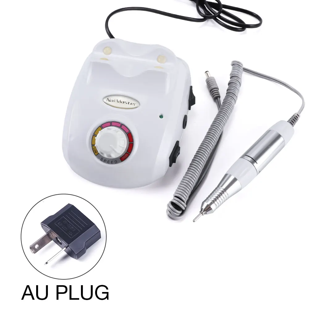 white AU Plug Pro 30000 об/мин 30 Вт электрическая пилка для маникюра, оборудование для педикюра, маникюрный станок, набор сверл для ногтей, резак для геля для ногтей - Цвет: white AU Plug