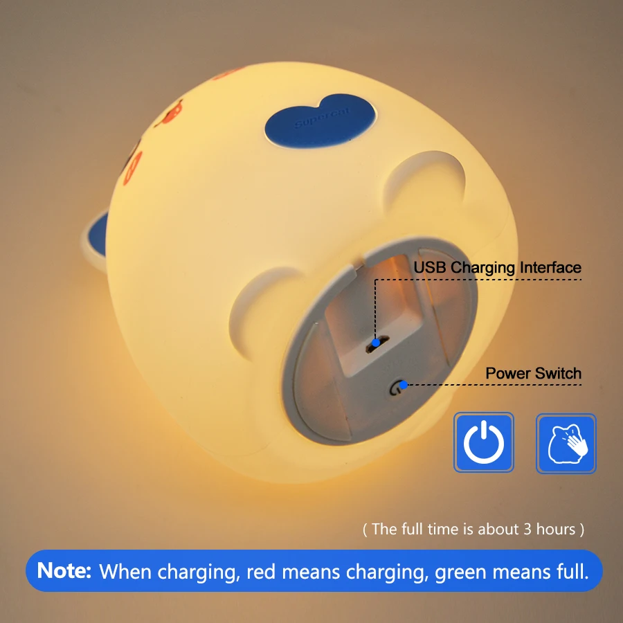 USB Перезаряжаемый светодиодный ночник милый кот Силиконовый мягкий мультфильм