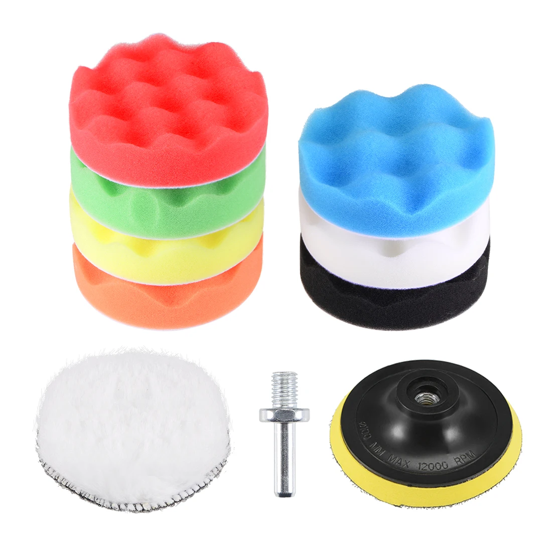 

Губка Для Полировки Автомобиля uxcell, насадка 4 дюйма, 7 волн, 1 шерсть, 1 подложка, адаптер м10