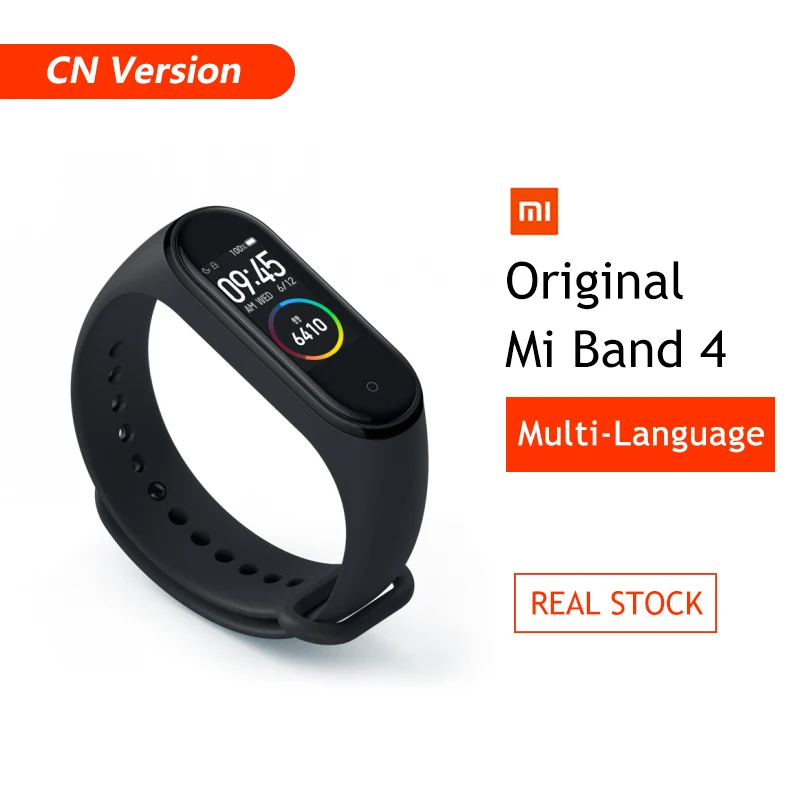 Фирменный Xiaomi mi браслет 4 браслет mi Band 4 фитнес-браслет 3 цвета AMOLED экран музыкальный контроль Smartband - Цвет: CN Version Standard