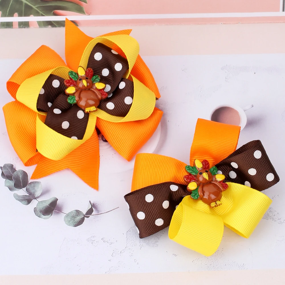 

Oaoleer 2Pc Cute JOJO Bows for Baby Girls Cartoon Thanksgiving Children Hair Bows Clips Kids Thanksgiving Day Hair Accessories