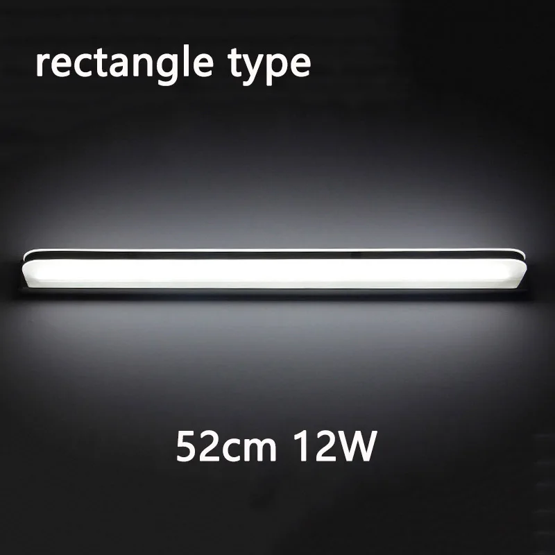 rectangle 52cm 12W Современный светодиодный передний зеркальный светильник Настенный бра крепеж 100-240 В для ванной комнаты из нержавеющей стали водонепроницаемое домашнее освещение - Испускаемый цвет: rectangle 52cm 12W