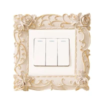 resin power switch frame decoration switch sticker european protective case modern ballot style wall outlet frame flower carving