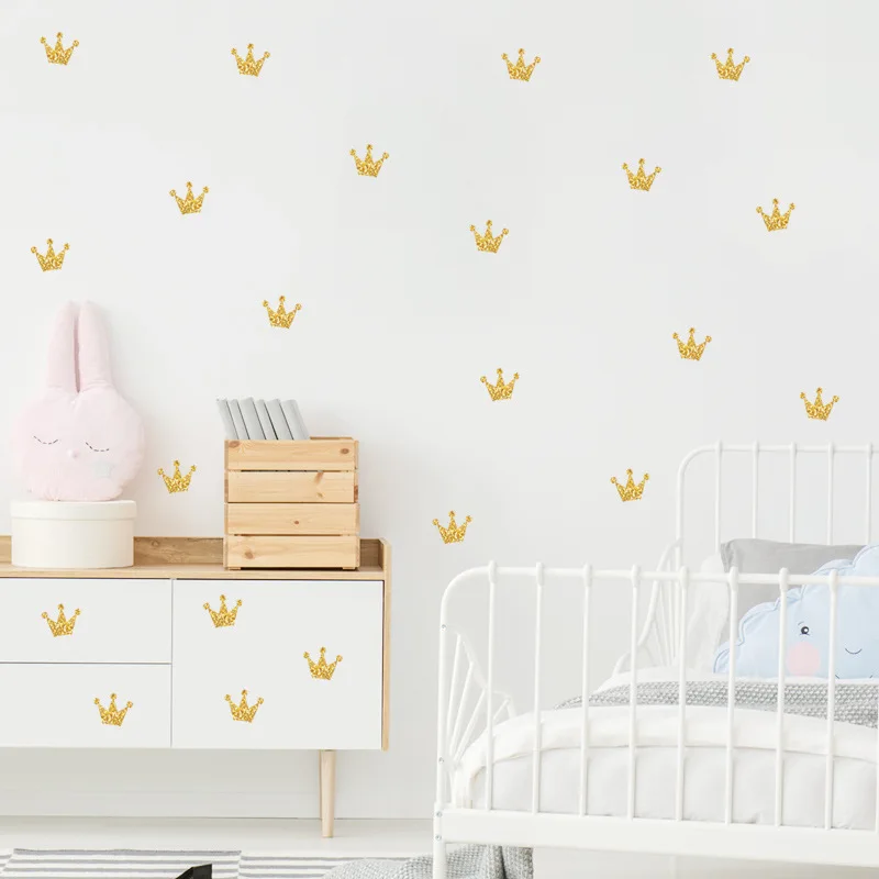 

Golden little crown children bedroom Self-adhesive Wall Stickers kindergarten adornment decoration wall poster
