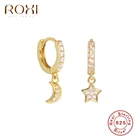 ROXI бренд класса люкс Луна, Звезды Висячие серьги круглые серьги для женщин, для девочек-гостей на свадьбе серьги из нержавеющей стали, 925 стерлингового серебра серьги ювелирные изделия