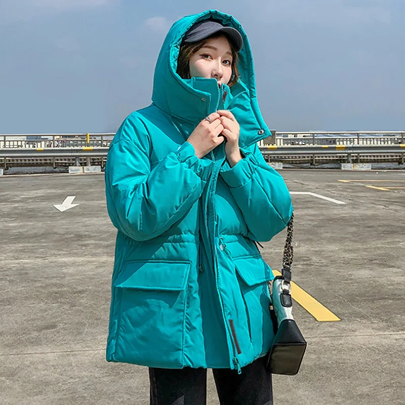 Winter women's hooded 90% white duck down short jacket casual women's loose thick warm snow jacket ladies down jacket