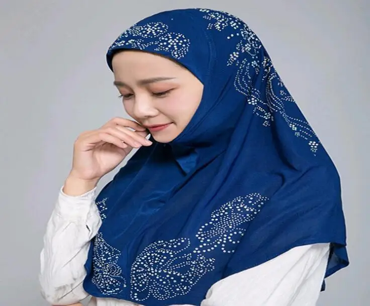

B1 10pcs High quality muslim hijab scarf shawl cap diamond hijab design nice style can choose colors
