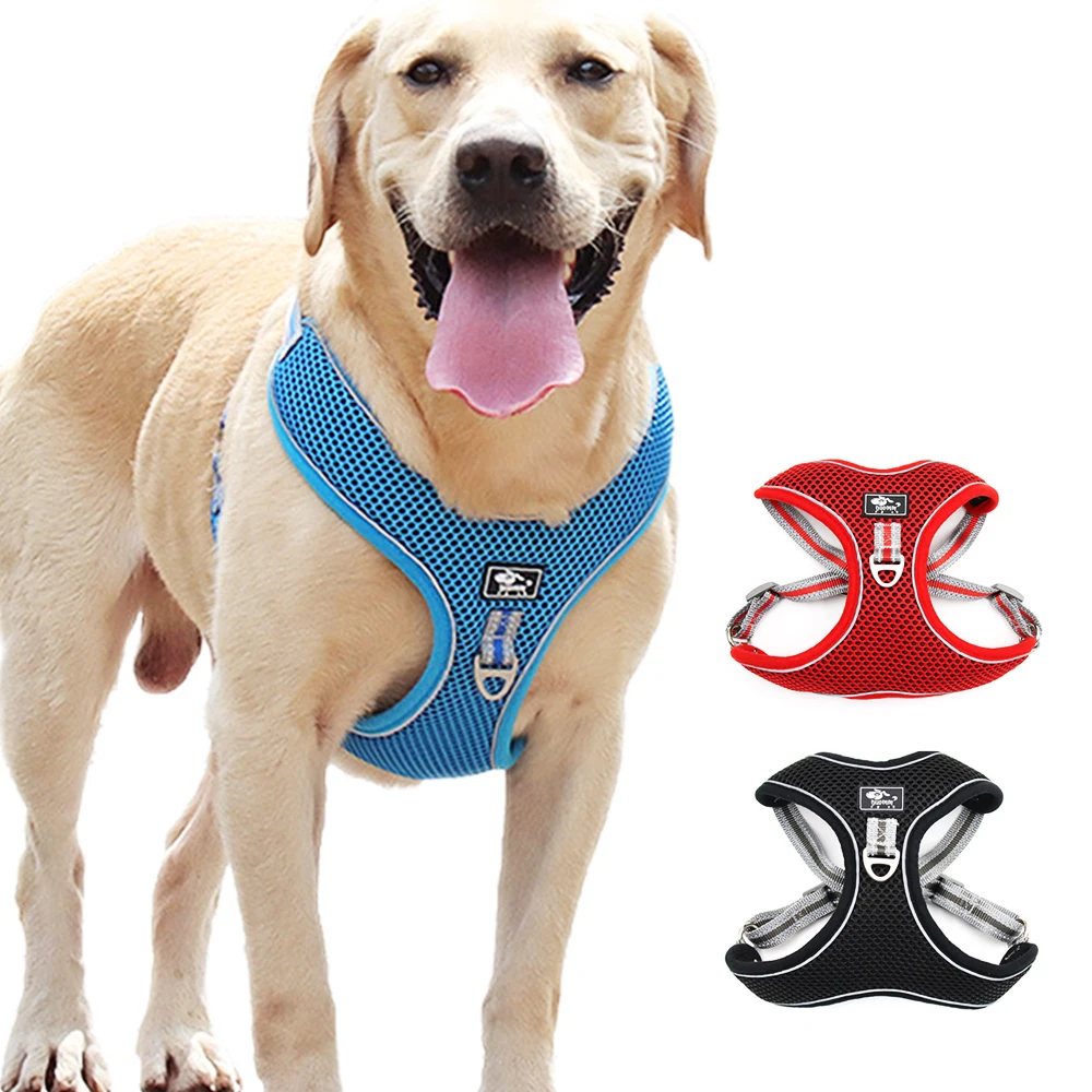 

Reflective Dog Harness Leash Vest Nylon Mesh Adjustable Breathable No Pull Medium Large Dog Pet French Bulldog German Shepherd