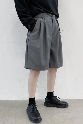 

Summer two-button casual five-point Pants low-crotch pants fashion Japanese loose simple straight-tube shorts in the pants
