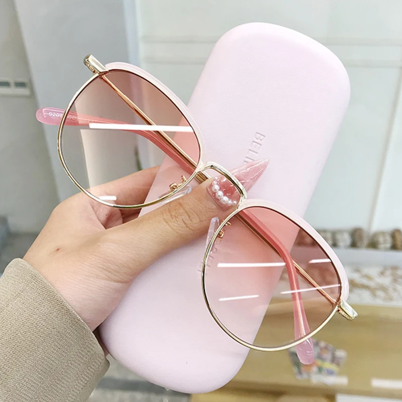 

Metal Sunglasses Women Half Frame Men Vintage Round Outdoor Goggles Colored Eyeglasses Female UV400 gafas de sol para sun-hats