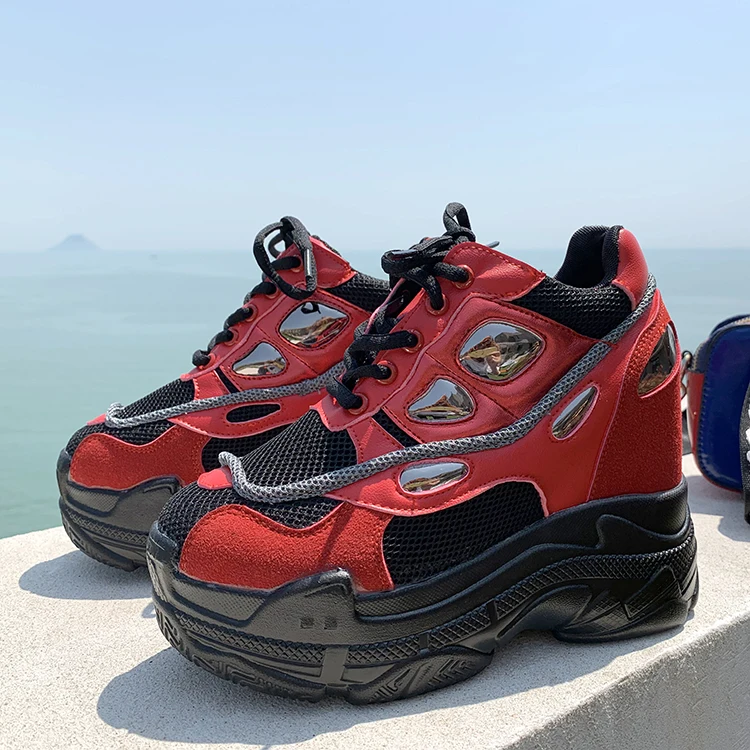 Женские кроссовки на высоком каблуке Fujin весенние повседневные высокой