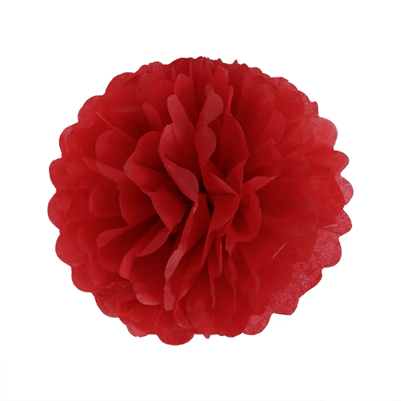 WEIGAO 5 шт. 10/20/30 см ткани Бумага Pom Poms День рождения фон Бумага помпонами цветы Свадебные украшения Baby Shower Декор - Цвет: Red