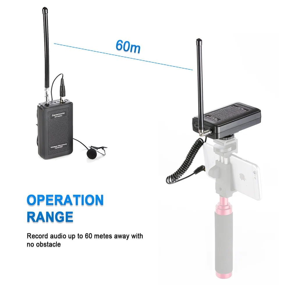 Беспроводная петличная микрофонная система передатчиков и приемников Saramonic SR