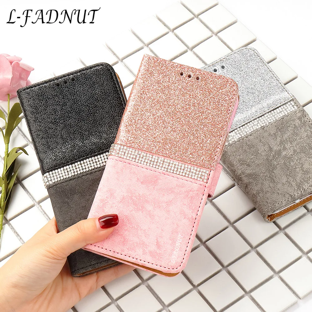 

L-FADNUT Jeweel Leather For Samsung Galaxy A10 A20 A30 A40 Case Bling Flip Wallet Holder Cover For Samsung A50 A51 A70 A71 Coque