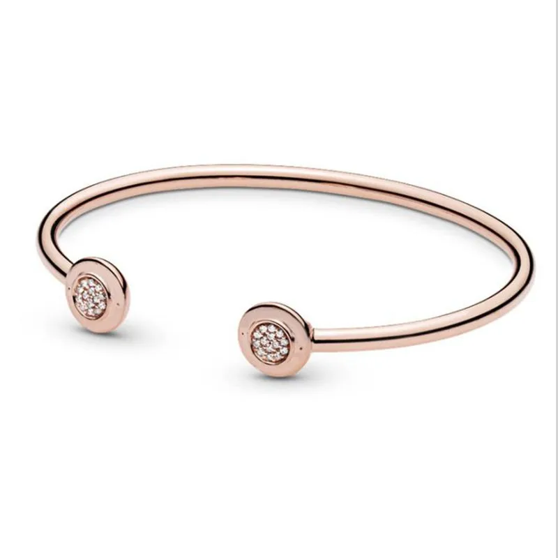 

100% 925 Sterling Silver Pan Bracelet New Opening With Crystal Cz Couple Pan Bracelet Fit European Charm Bracelets Women Jewelry