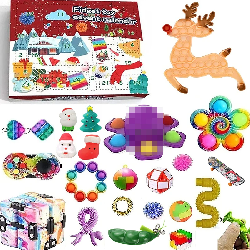 Juego de juguetes antiestr&eacute;s para ni&ntilde;os, caja de regalo de Adviento con calendario de cuenta atr&aacute;s, sensorial especial para Navidad y vacaciones-0