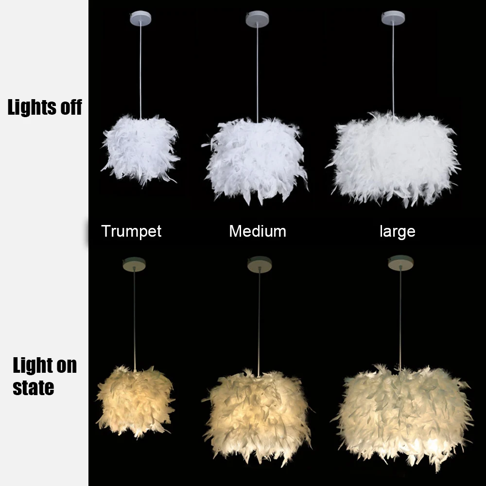 

Mordern Feather Pendant Lamp E27 Lamp Holder Fairy Hanging Lamp Goose Feather Bedroom Dining Room Loft Chandelier Ceiling Light