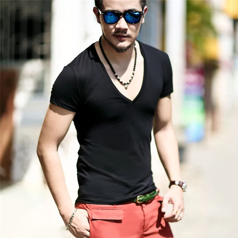 

6 Colors Men's Tops Tees 2021 Summer New Cotton V Neck T Shirt Men Fitness Sports Running Joggings Gym Workout T-shirt