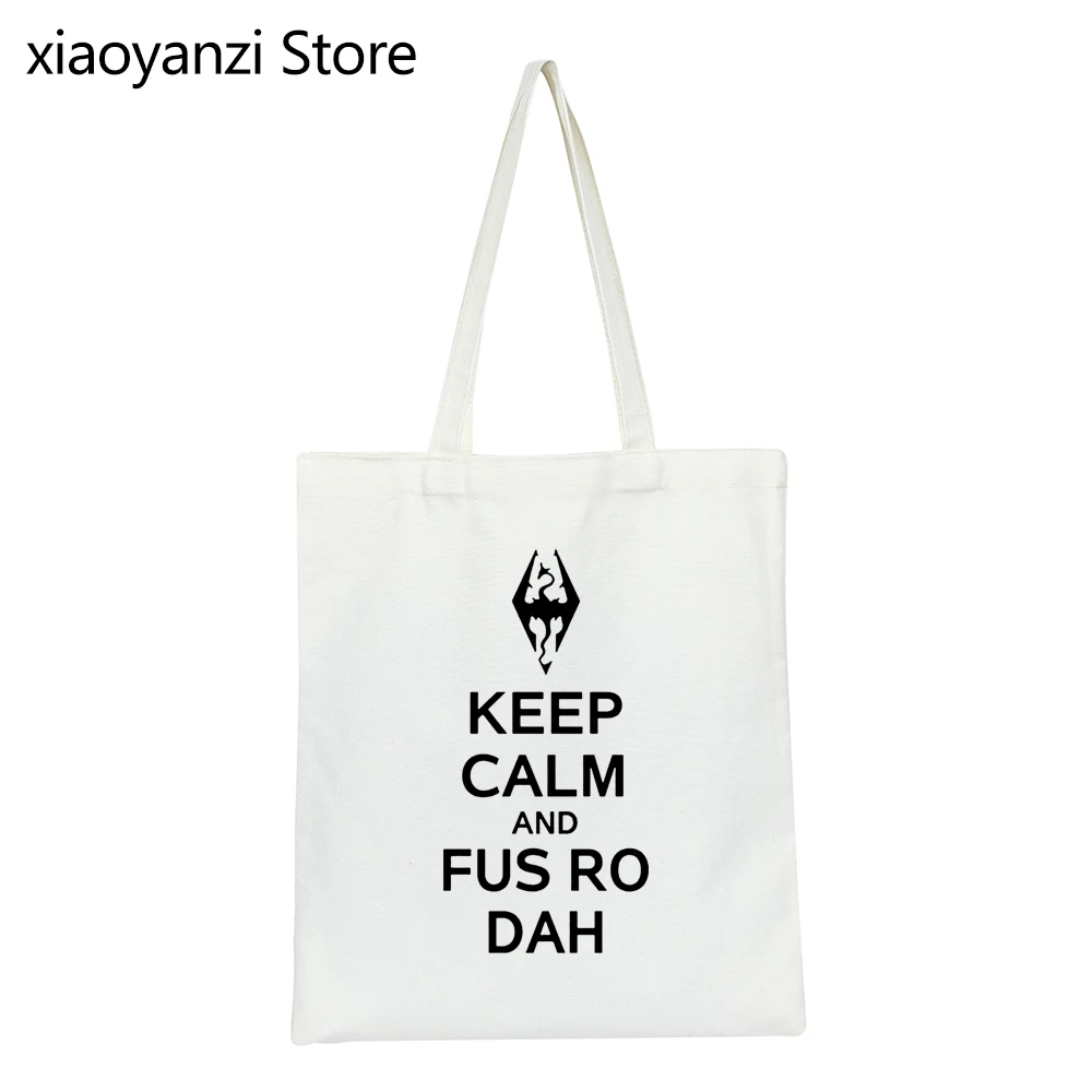

Эко-сумочка Keep Calm And Ф ро да Скайрим, сумки для покупок с буквенным принтом, модная многоразовая сумка-тоут для продуктов, Повседневная сумка ...