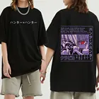 Мужская и женская футболка Hunter X Hunter, черная футболка с коротким рукавом, с рисунком аниме, с рисунком курапики Айз, большие размеры,