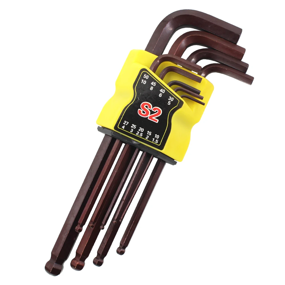 9 шт. шаровая Головка шестигранный ключ Бронзовый S2 зеркальный матовый CRV