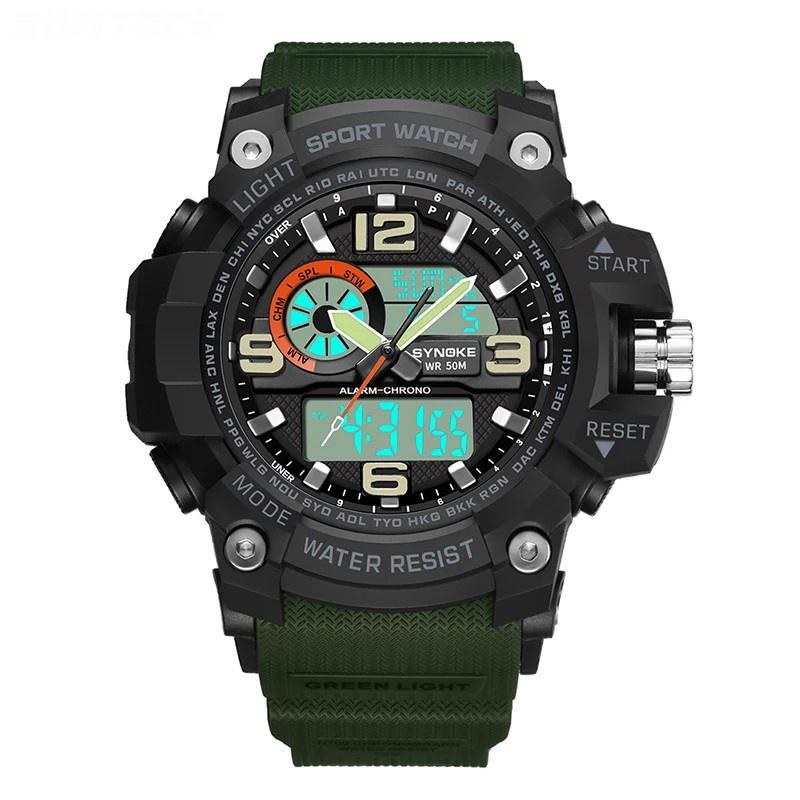 

Military Watches Digital Quartz For Mans SYNOKE Brand Sports Watchwrist 50M Waterproof Alarm Clock Electronic Relogio Masculino
