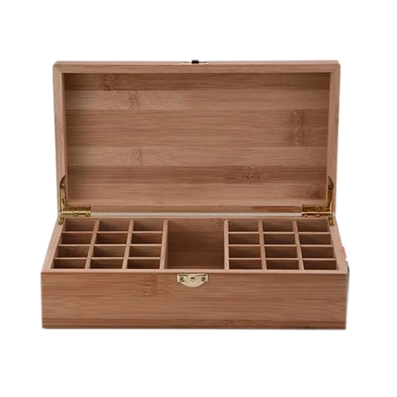 

Wood Storage Box 25 Compartment Essential Oil Storage Boxes Easy to Carry Earthquake Prevention Essential Oil Wood Box