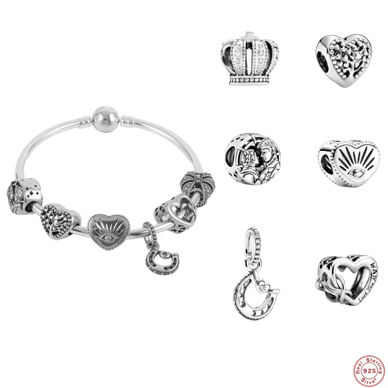 

MC 1 компл. 925 серебряные полые любовь бусины очаровательные браслеты для женщин браслет для детей оригинальные Pandora Ювелирные изделия Подарк...