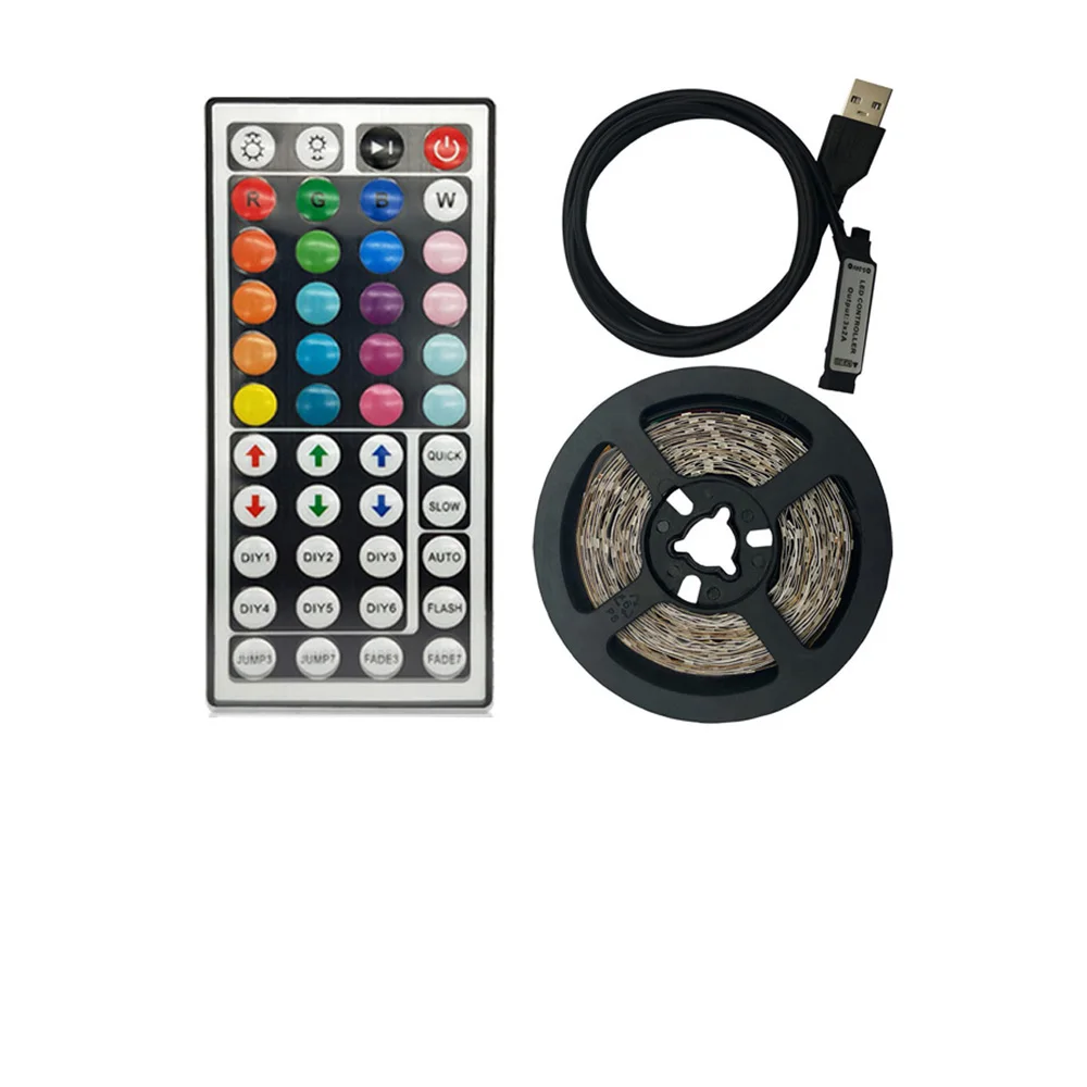 RGB 44-клавишный USB СВЕТОДИОДНЫЙ светильник DC 5 В SMD 2835 60 светодиодов/м Светодиодная лента HD tv Настольный ПК экран подсветка Смещенный светильник ing 1 м 2 м 3 м 4 м 5 м - Испускаемый цвет: RGB