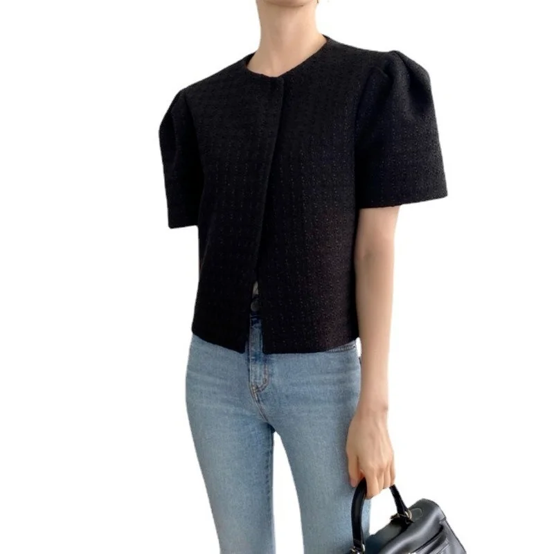 

Summer Solid Color Creative Women Jacketed Casual Temperament Jacket Style Bubble Sleeve Coat Fashion Elegant Female Jackets E49