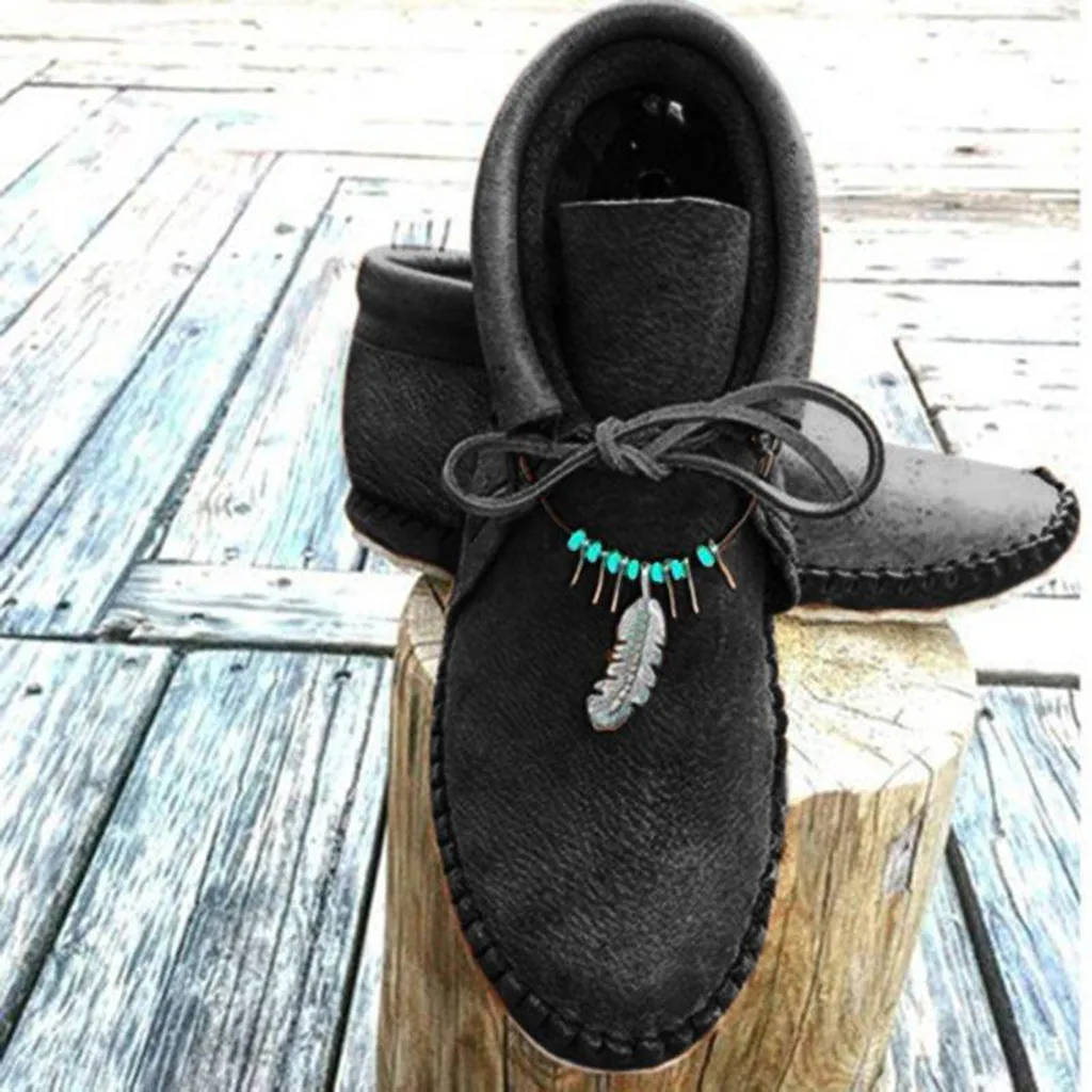 2020 New Spring Winter Women's Ladies Fashion Casual Warm Lace Up Short Ankle Boots Flat Leather Shoes Folk-custom Lady | Обувь