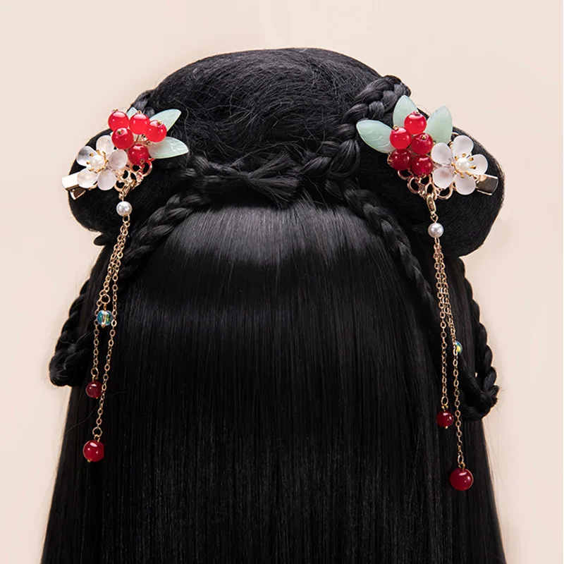 Красная заколка для волос в виде цветка вишни девушек женский головной убор